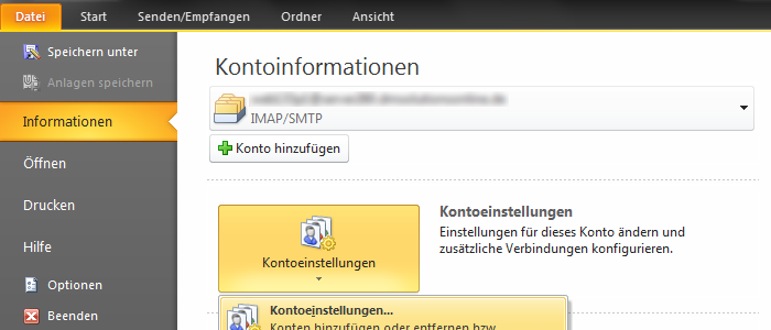 Outlook Kontoeinstellungen