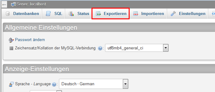 PhpMyAdmin Export