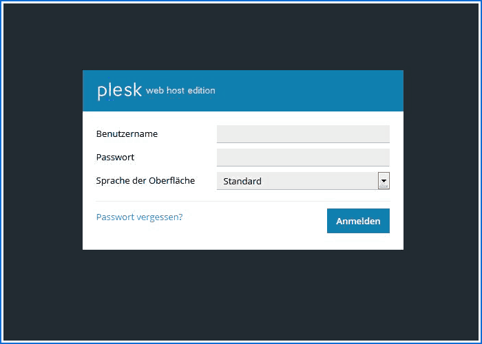 Plesk Login Screen