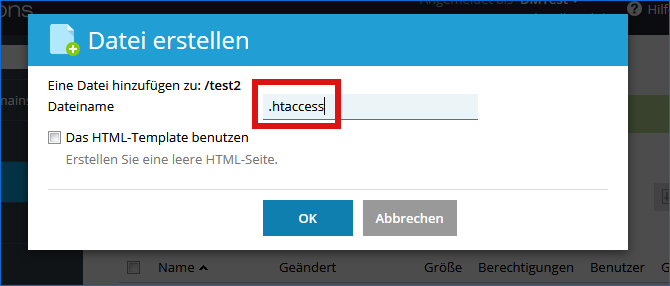 .htaccess-Datei erstellen