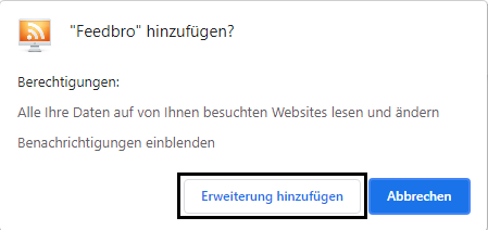 RSS Feed abonnieren - Chrome Erweiterung hinzufügen