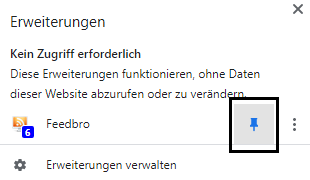RSS Feed abonnieren - Chrome Erweiterung im Menü anpinnen