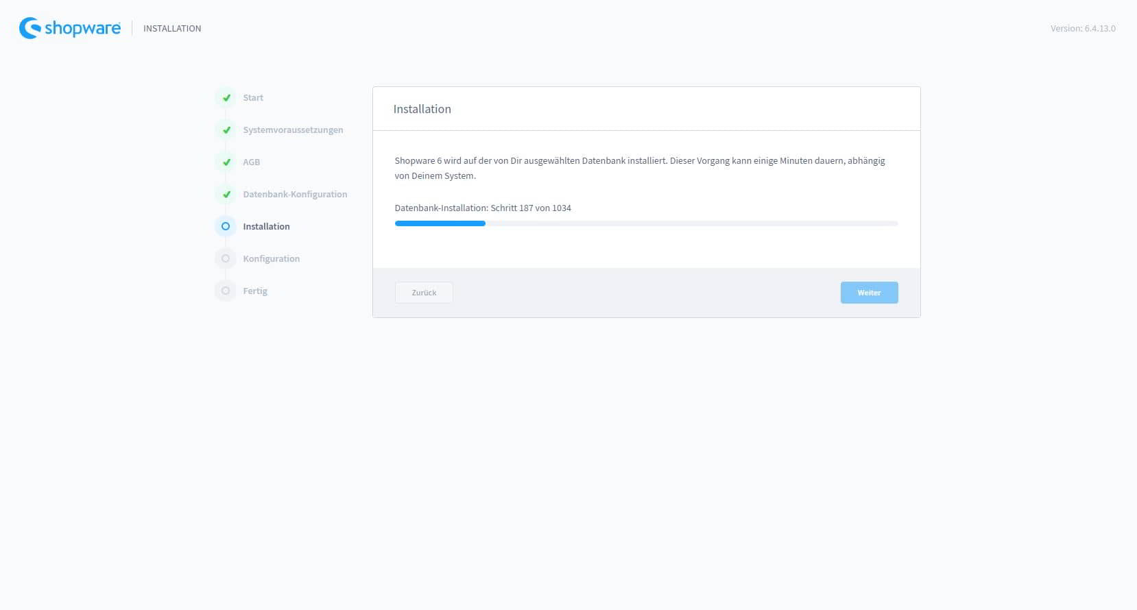 Shopware 6 Installationsanleitung - Datenbank-Import