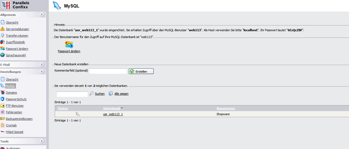 Shopware Installationsanleitung - MySQL Passwort ändern