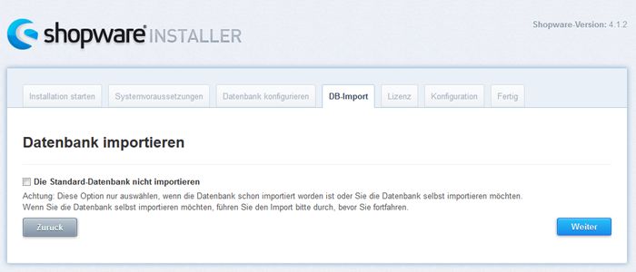 Shopware Installationsanleitung - Setup Schritt 4