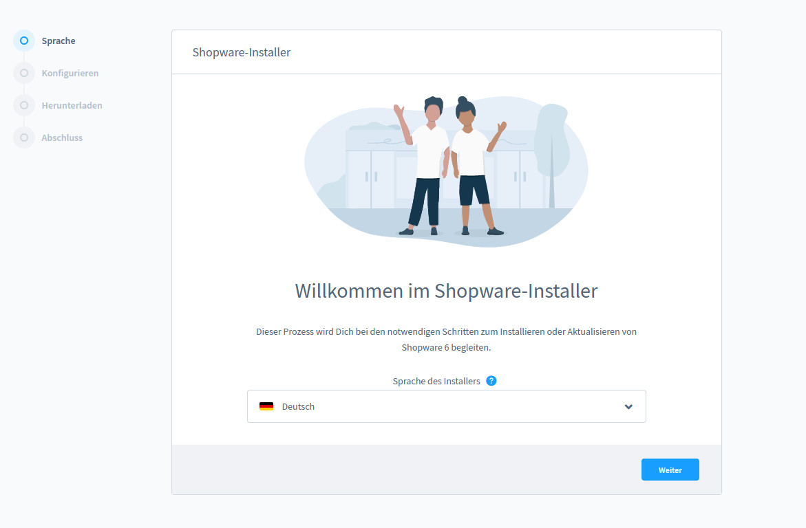 Shopware 6 Installation - Sprachauswahl