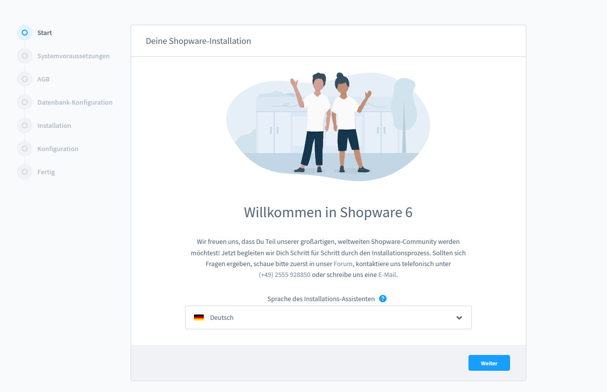 Shopware 6 Installation - Start der Installation