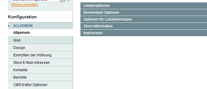 Konfiguration Magento