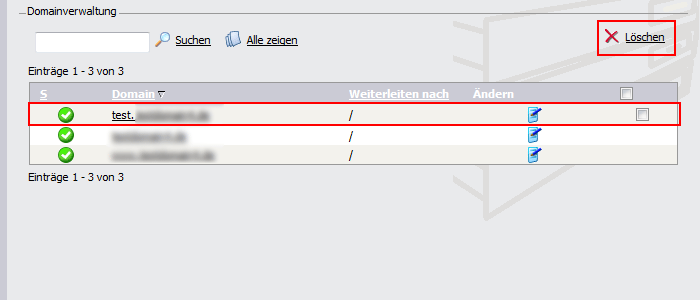 Subdomain in Confixx löschen