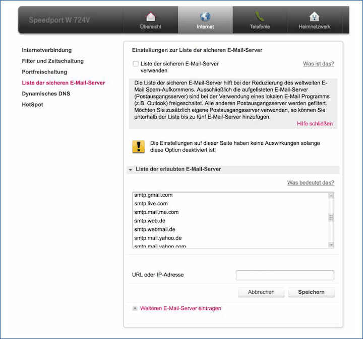 Telekom Router SMTP einrichten