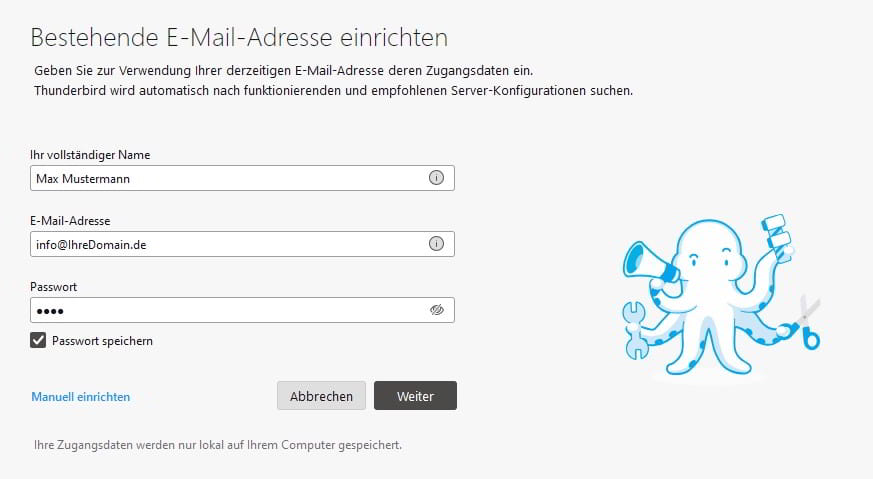 Thunderbird E-Mail einrichten