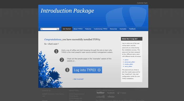 TYPO3 Installation Frontend