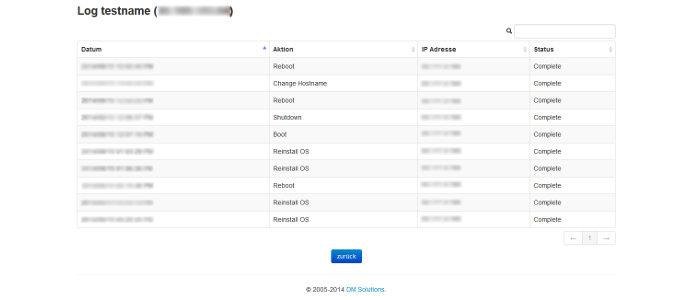 vServer Control Panel Aktionslog