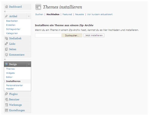 Anderes Theme in WordPress installieren