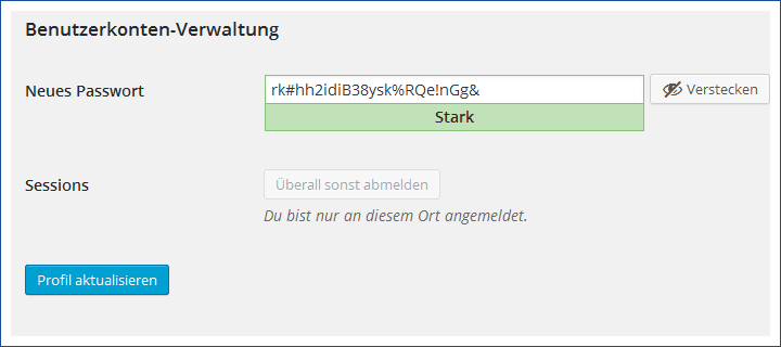 WordPress starkes Passwort