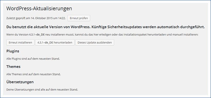 WordPress Aktualisierungen