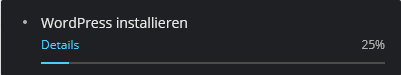 wp-toolkit Installationsfortschritt Installationsoptionen