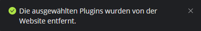 wp-toolkit Plugins/Themes entfernen Erfolgsmeldung