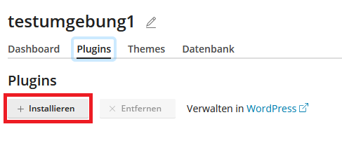 wp-toolkit Plugins/Themes Installationsmenü öffnen