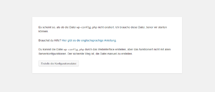 WordPress kann wp-config.php nicht finden