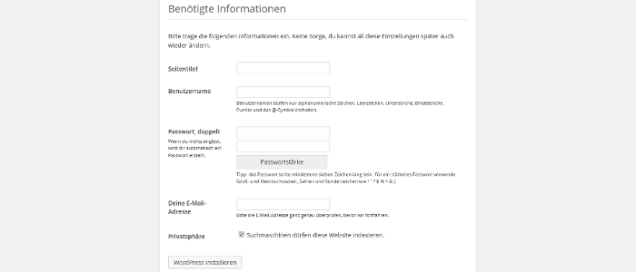 Benutzerdaten eingeben