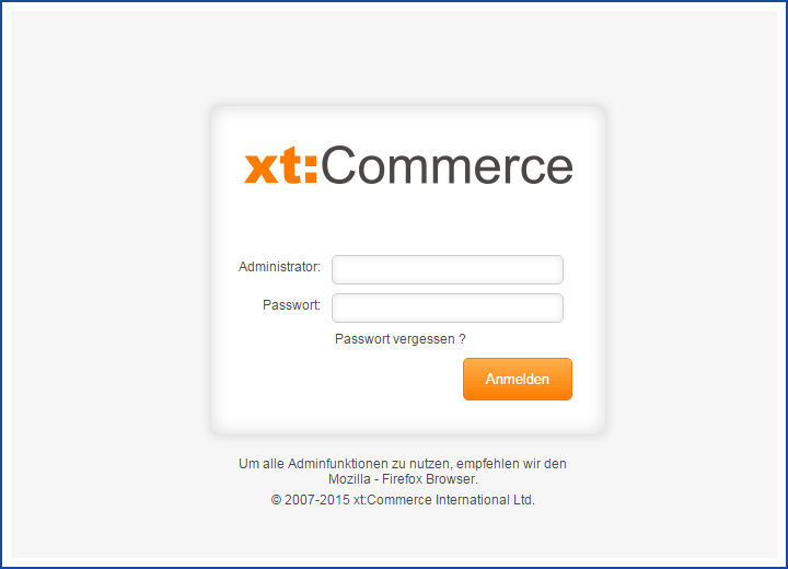 Login xt:Commerce