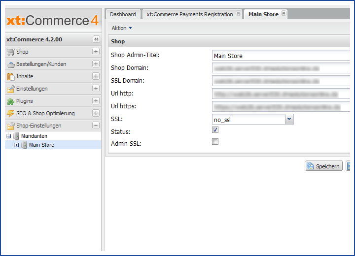 xt:Commerce Haupt-URL ändern