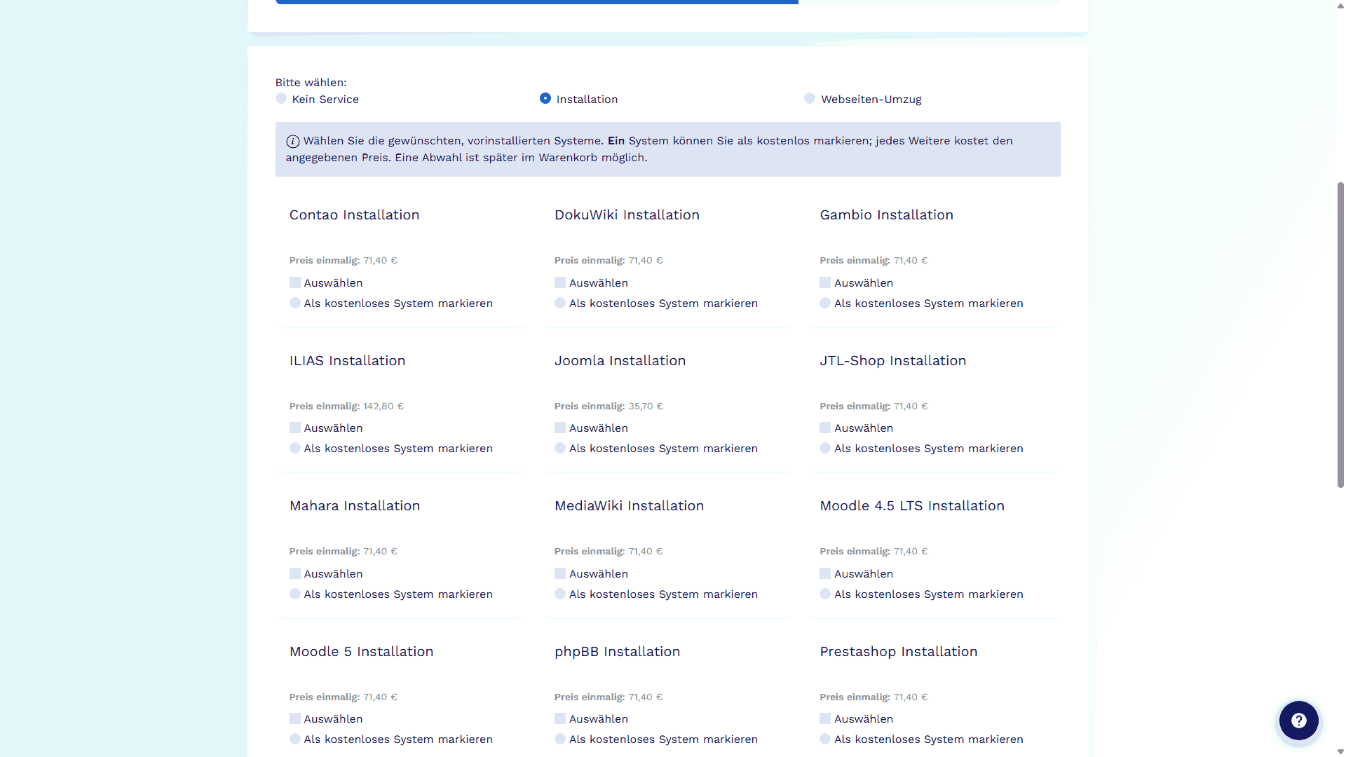 Figure 6 - You can choose between different preferred systems