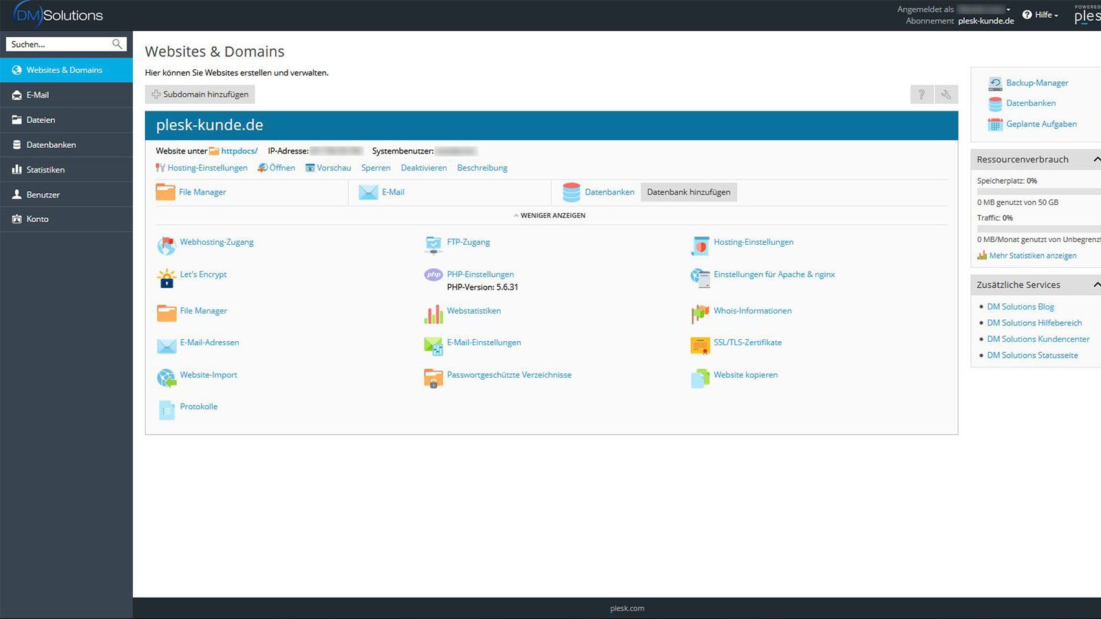 Server Software - Kunden Webseiten & Domains