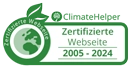 Siegel für eine von ClimateHelper Zertifizierte Webseite von 2005 bis 2024